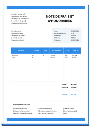 modele document honoraires