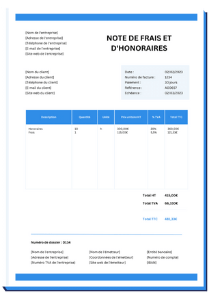 note frais honoraires crm