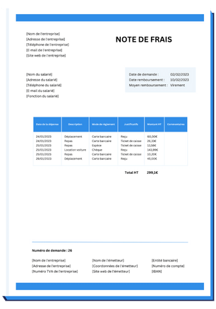 notes de frais rh modele